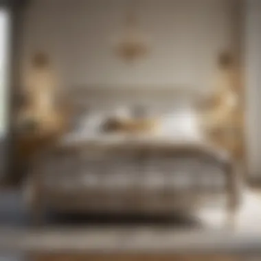 A vintage brass bed featuring elegant feet as a focal point in a stylish bedroom setting.