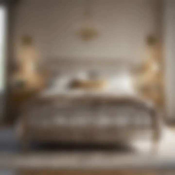 A vintage brass bed featuring elegant feet as a focal point in a stylish bedroom setting.