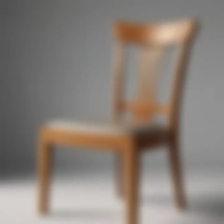 Close-up of materials used in narrow armless chair construction