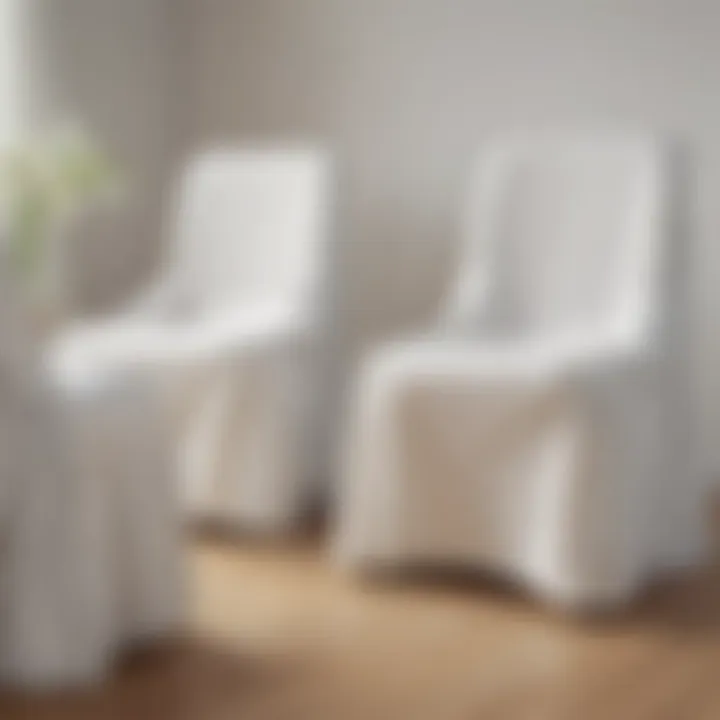 Different materials of white chair covers displayed together