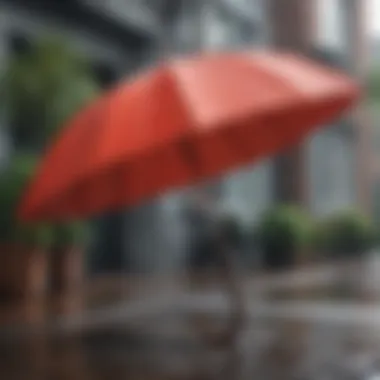 Sunbrella umbrella in a rainstorm demonstrating its effectiveness