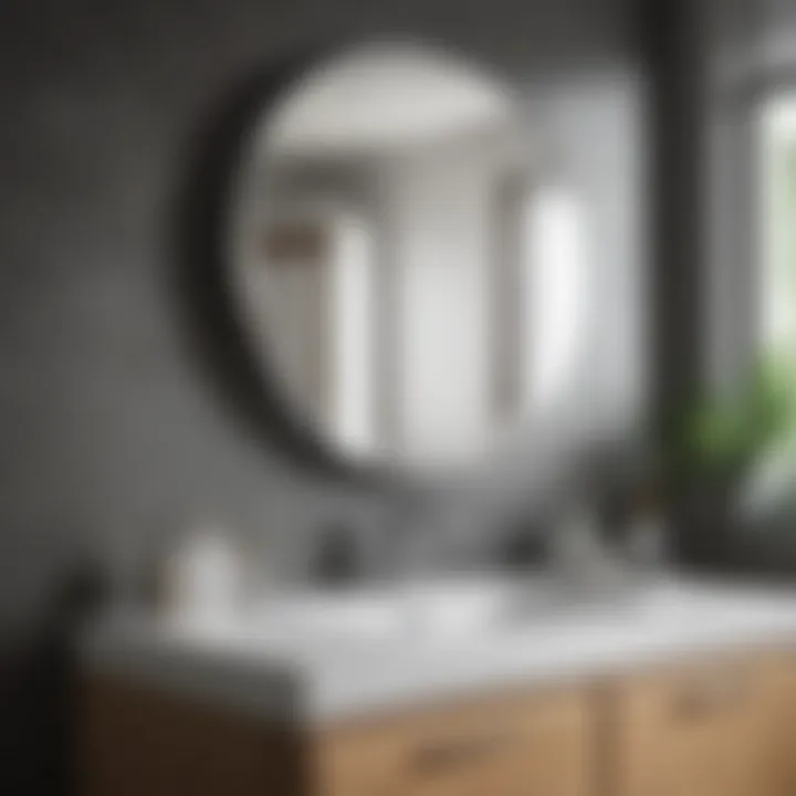 Contemporary small vanity mirror on bathroom countertop