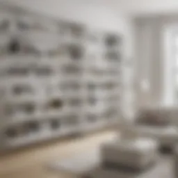 Elegant white shelving unit showcasing books and decor